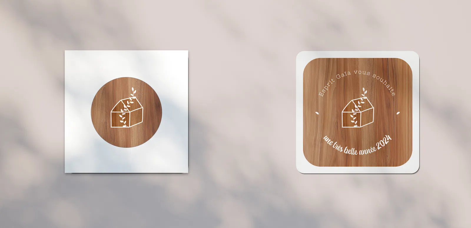 Carte de vœux pour Esprit Gaïa réalisée par La Pieuvre, graphiste basée à Versailles